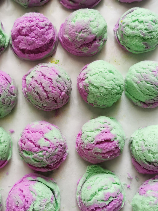 Purple and Green French Lime Bubble Bar Ice cream Scoops